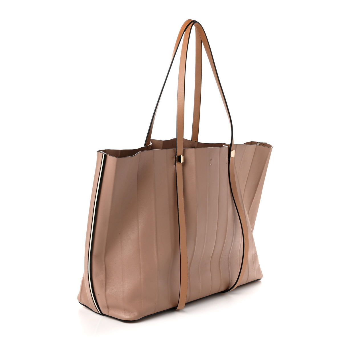 Calfskin Pleated Tote Dusty Rose
