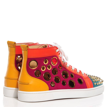 Christian Louboutin Mens Calf Suede Bubble Spike Flat Sneakers 43.5 Multicolor Gold 4 of 6
