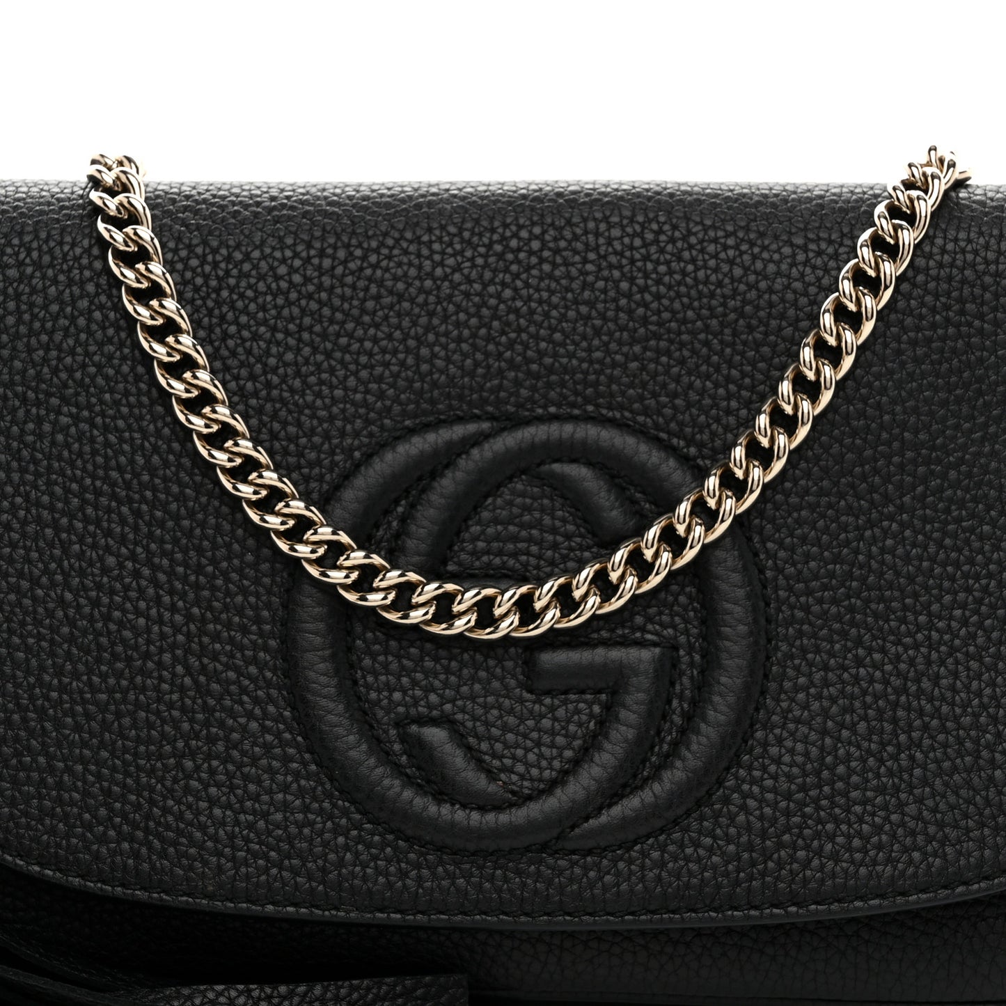 Pebbled Calfskin Medium Soho Flap Crossbody Black