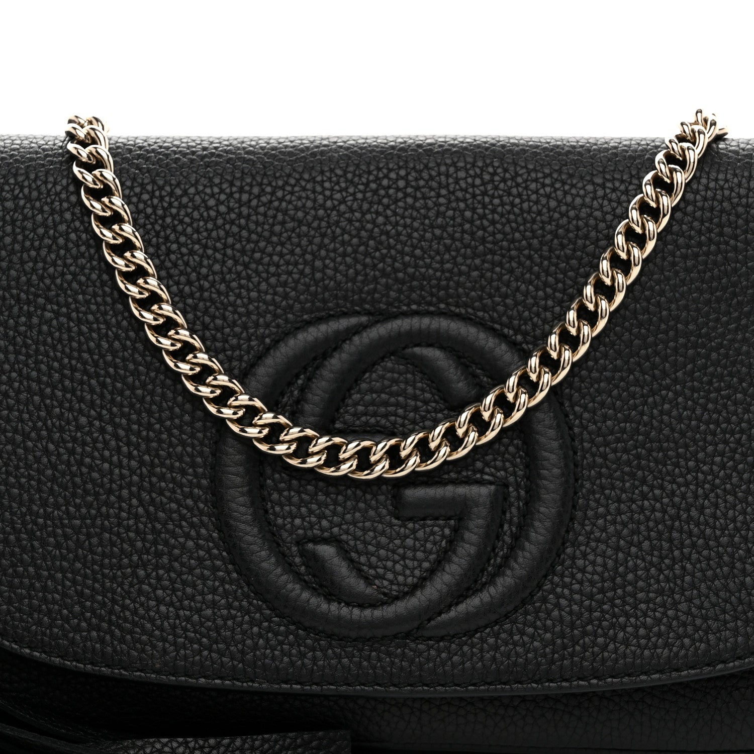 Gucci Pebbled Calfskin Medium Soho Flap Crossbody Black 9 of 11