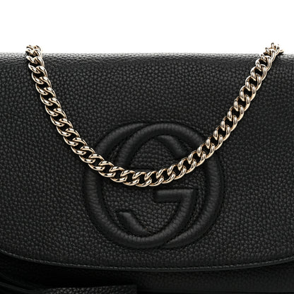Gucci Pebbled Calfskin Medium Soho Flap Crossbody Black 9 of 11