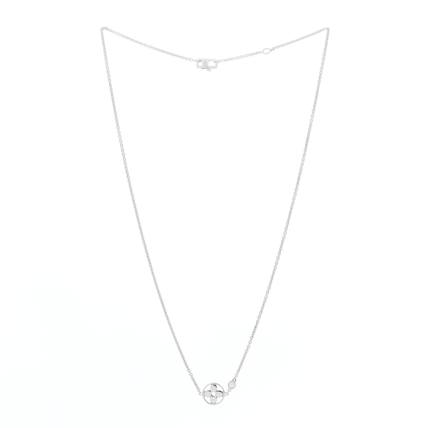 Louis Vuitton 18K White Gold Diamond Idylle Blossom Pendant Necklace 2 of 5