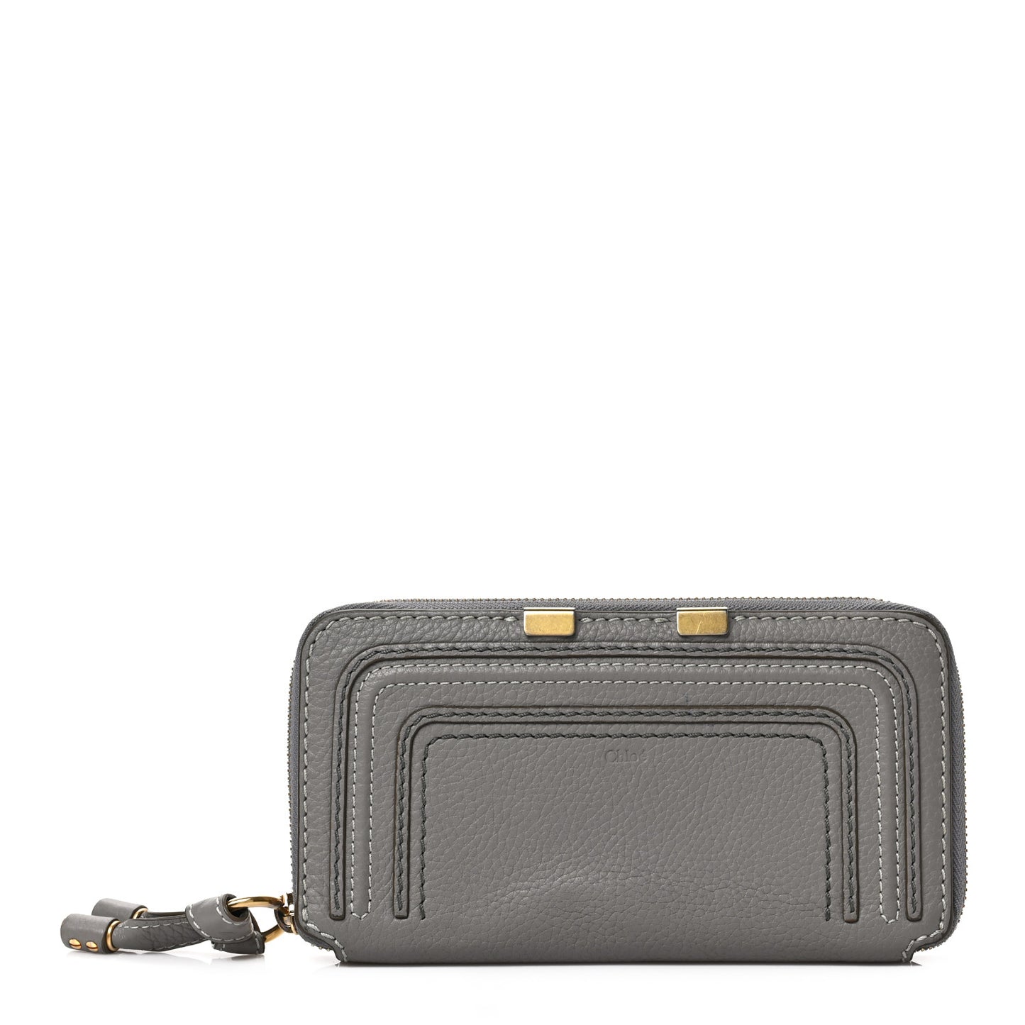 Calfskin Marcie Long Zip Around Wallet Cashmere Grey
