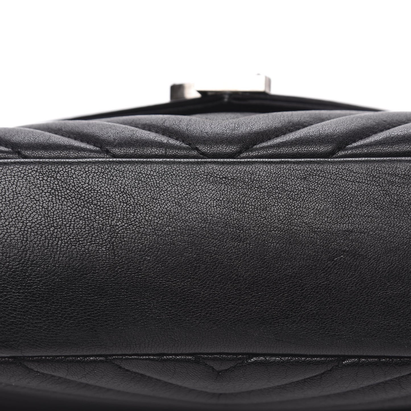 Sheepskin Matelasse Chevron Monogram Medium College Bag Black