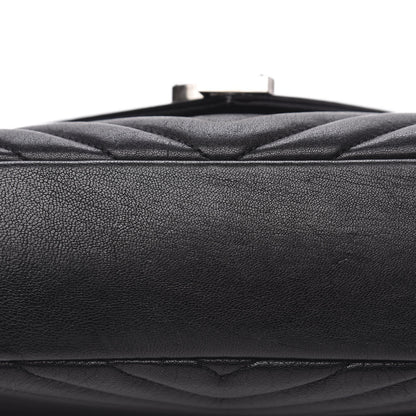 Saint Laurent Sheepskin Matelasse Chevron Monogram Medium College Bag Black 11 of 12