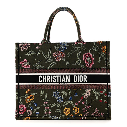 Christian Dior Canvas Embroidered Large Petites Fleurs Book Tote Green Multicolor 1 of 10