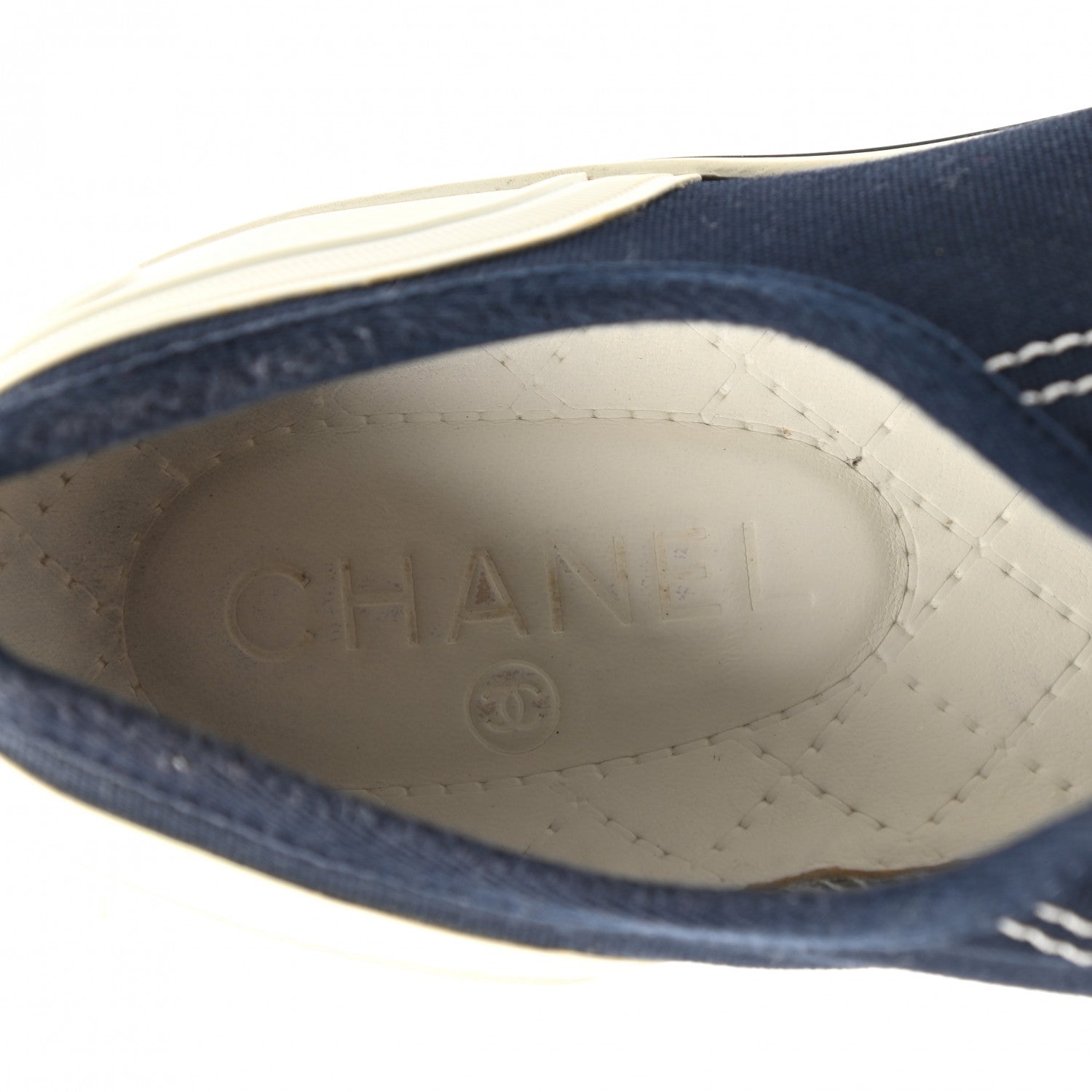 Chanel Canvas Lace Up Cap Toe Sneakers 42 Navy 7 of 8