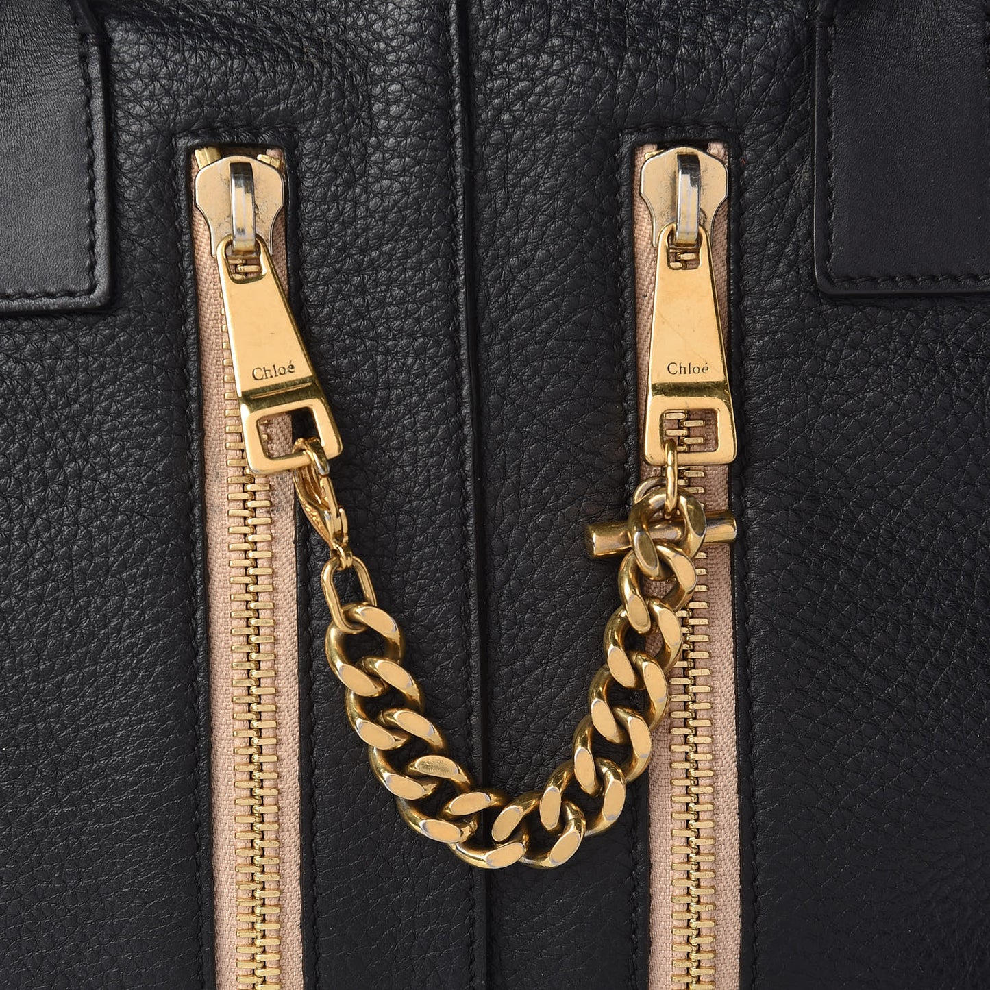 Grained Calfskin Medium Cate Satchel Black