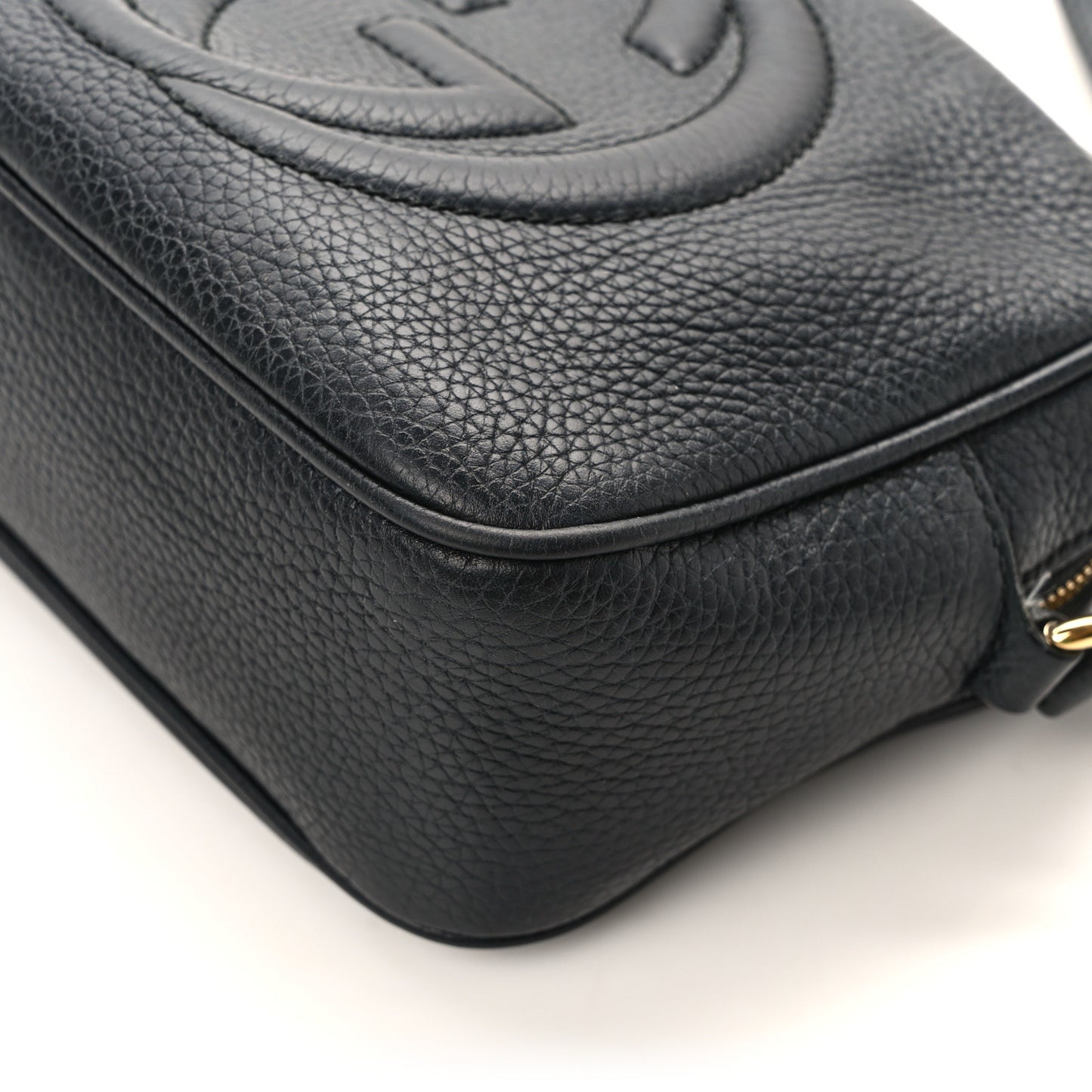 Pebbled Calfskin Small Soho Disco Bag Black