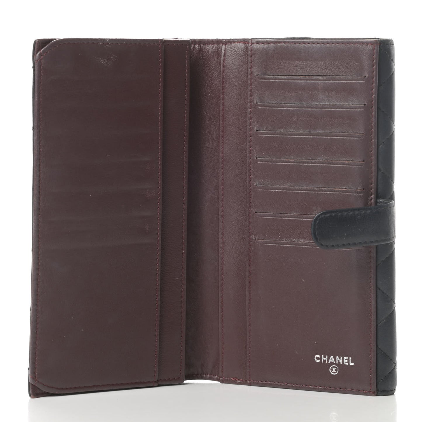 Lambskin Quilted Long Flap Wallet Black