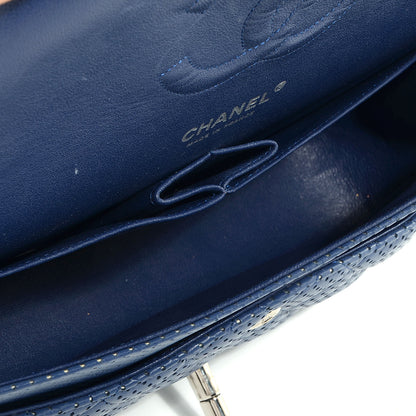 Chanel Lambskin Perforated Medium Double Flap Blue 5 of 9