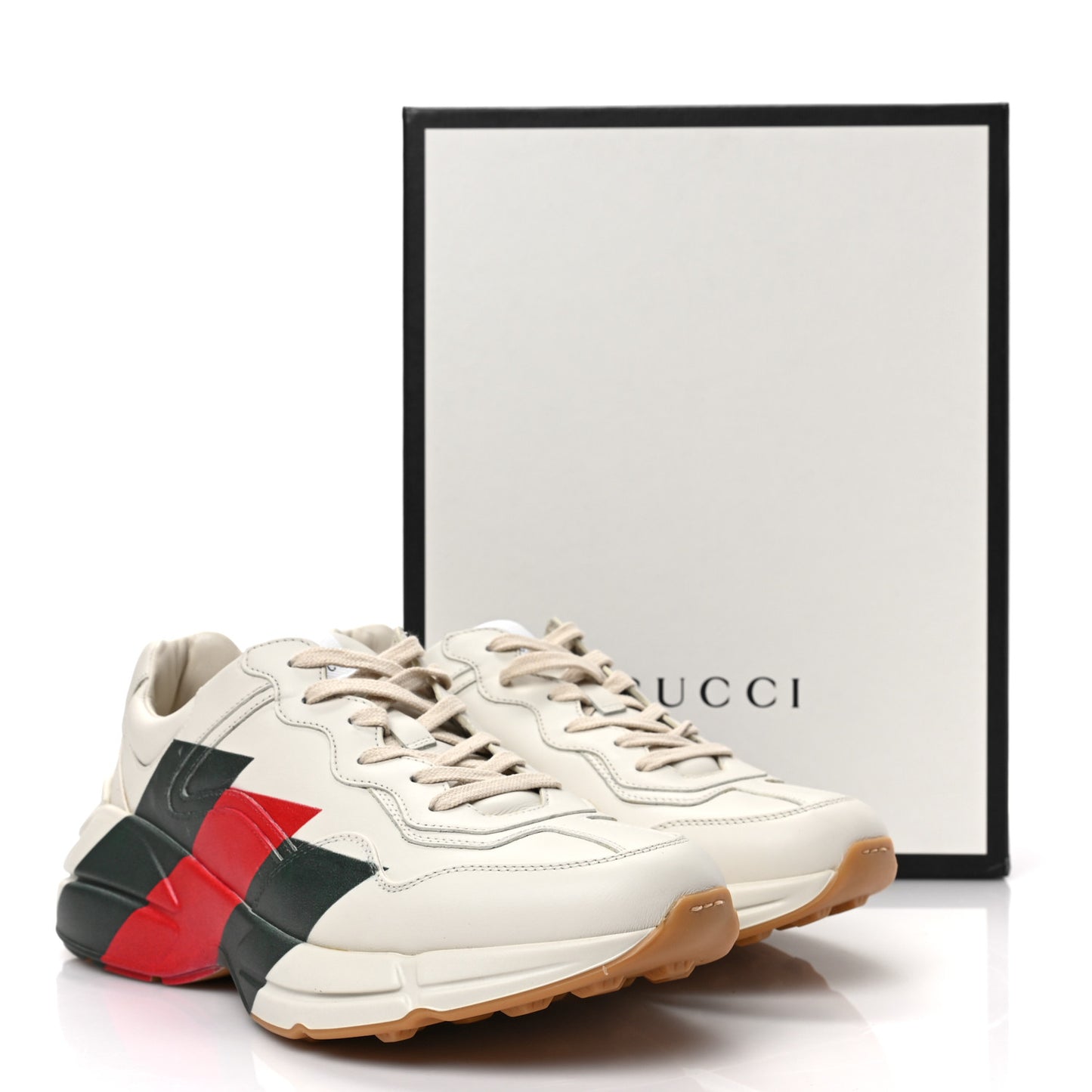 Calfskin Web Printed Mens Rhyton Sneakers 10 Mystic White