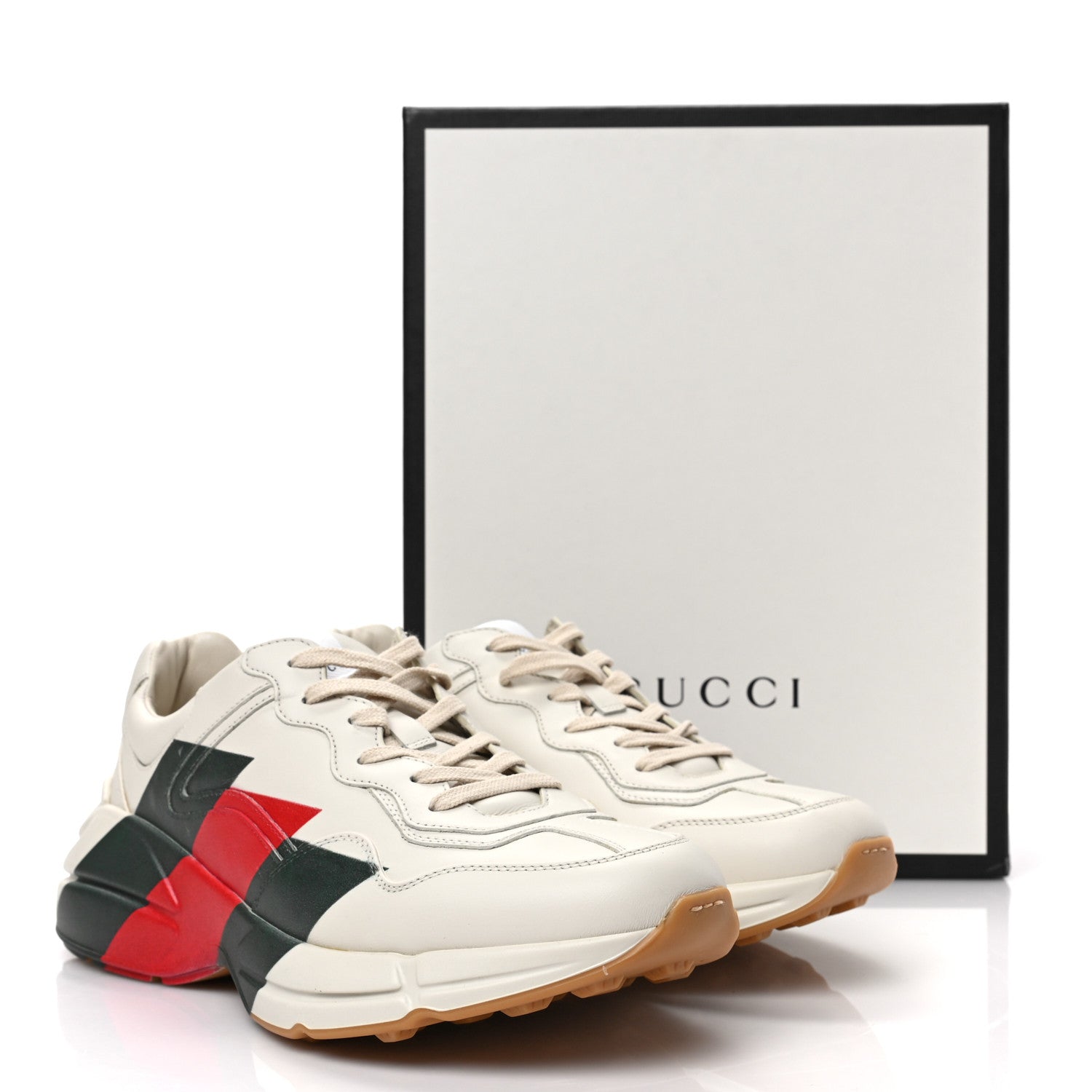 Gucci Calfskin Web Printed Mens Rhyton Sneakers 10 Mystic White 9 of 9