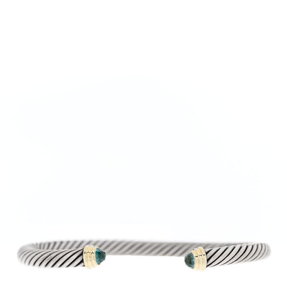 David Yurman Sterling Silver 14K Yellow Gold Blue Topaz 5mm Cable Classics Petite Color Bracelet 1 of 5