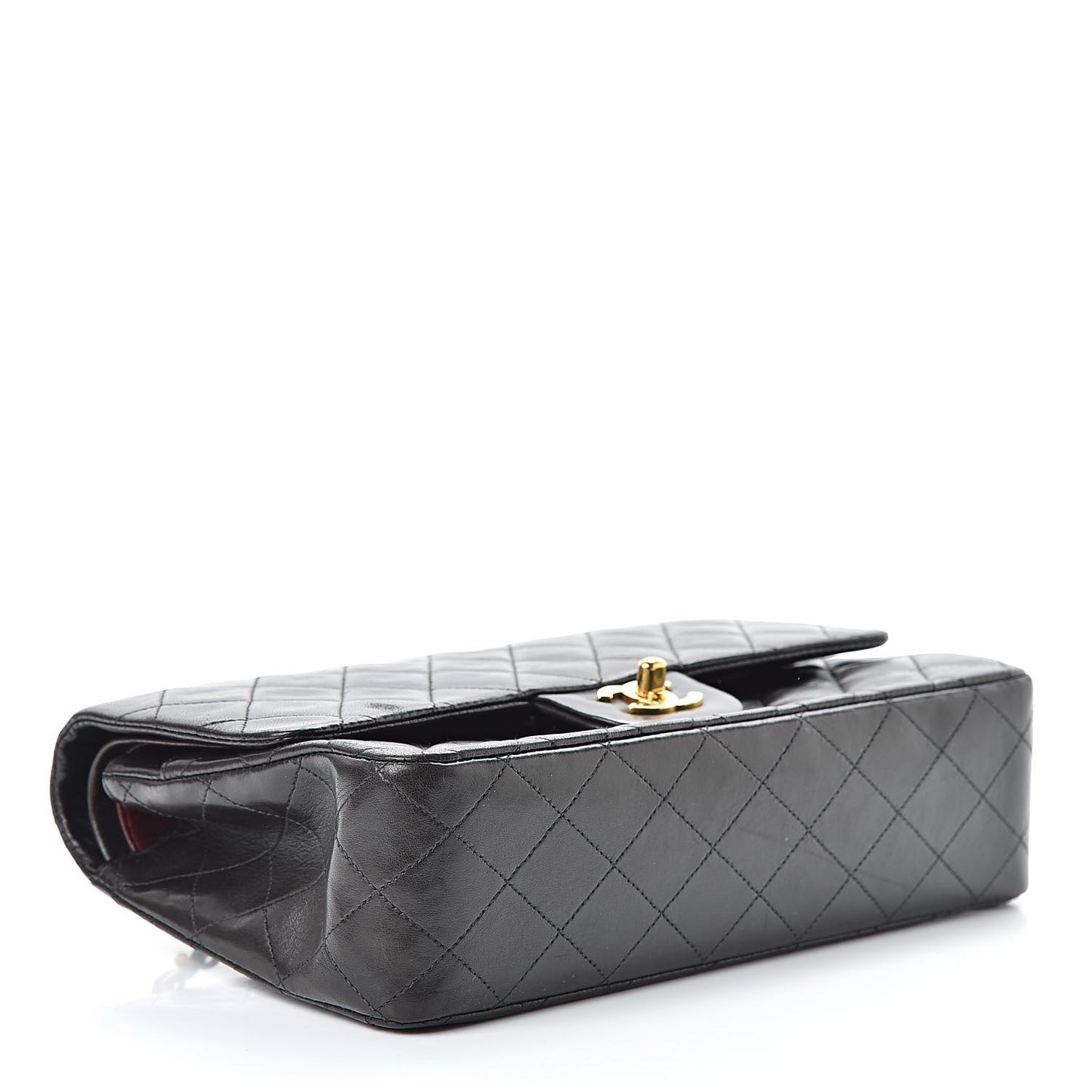 Lambskin Quilted Medium Double Flap Black