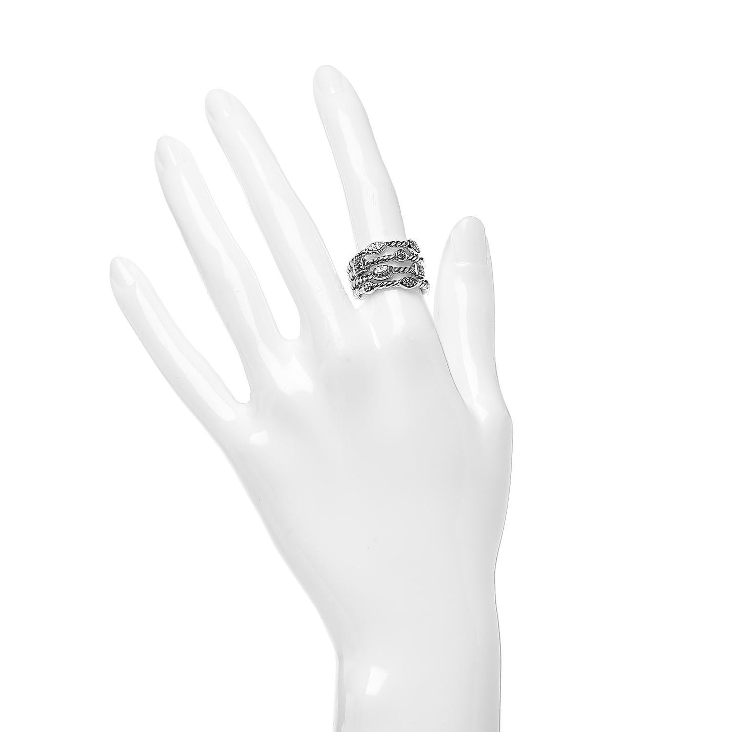 Sterling Silver Diamond Confetti 4 Row Ring 52 6
