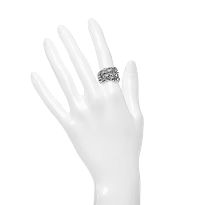 David Yurman Sterling Silver Diamond Confetti 4 Row Ring 52 6 2 of 5