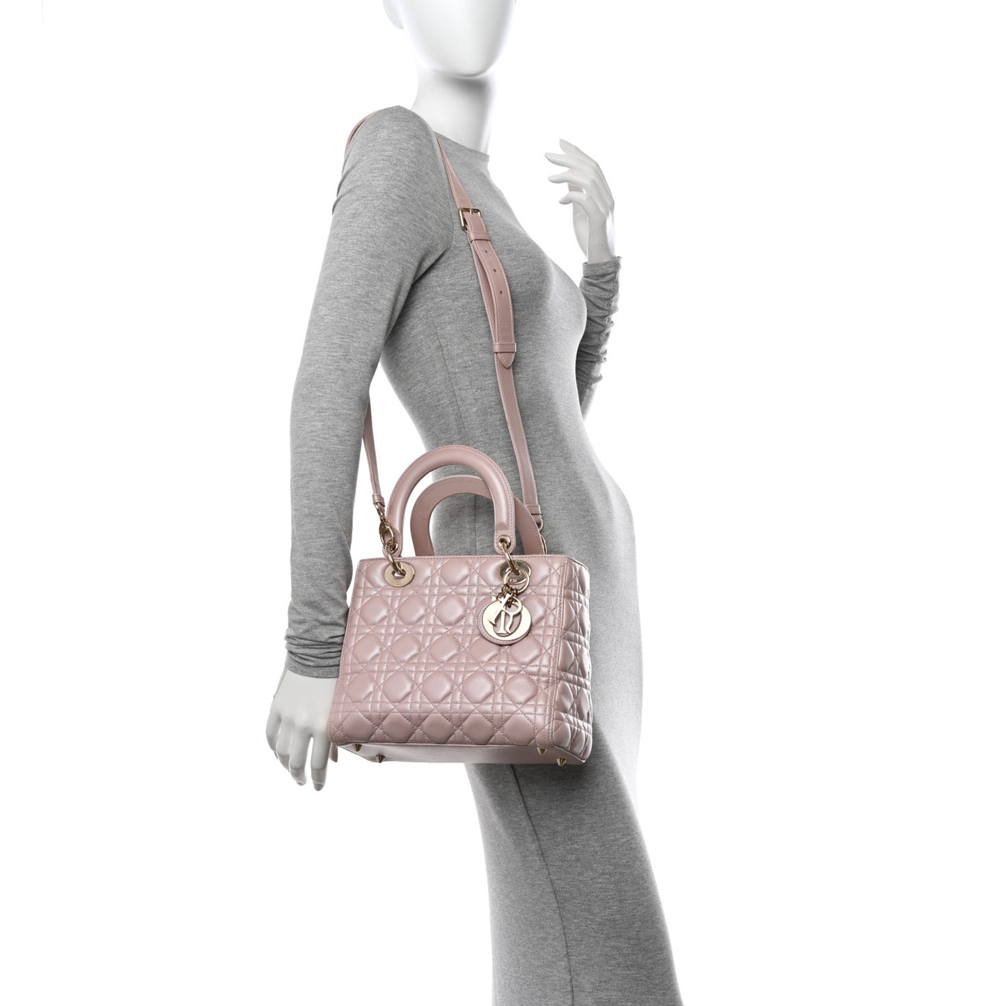 Pearly Lambskin Cannage Medium Lady Dior Lotus