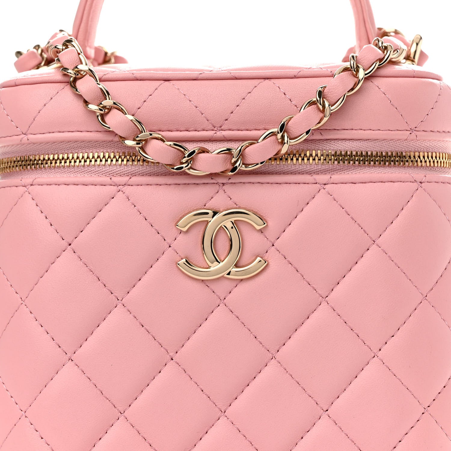 Chanel Lambskin Quilted Small Top Handle Vanity Case With Chain Pink 8 of 11