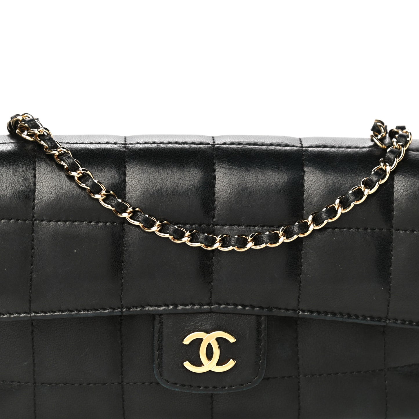 Lambskin Quilted Mini Chocolate Bar Flap Black