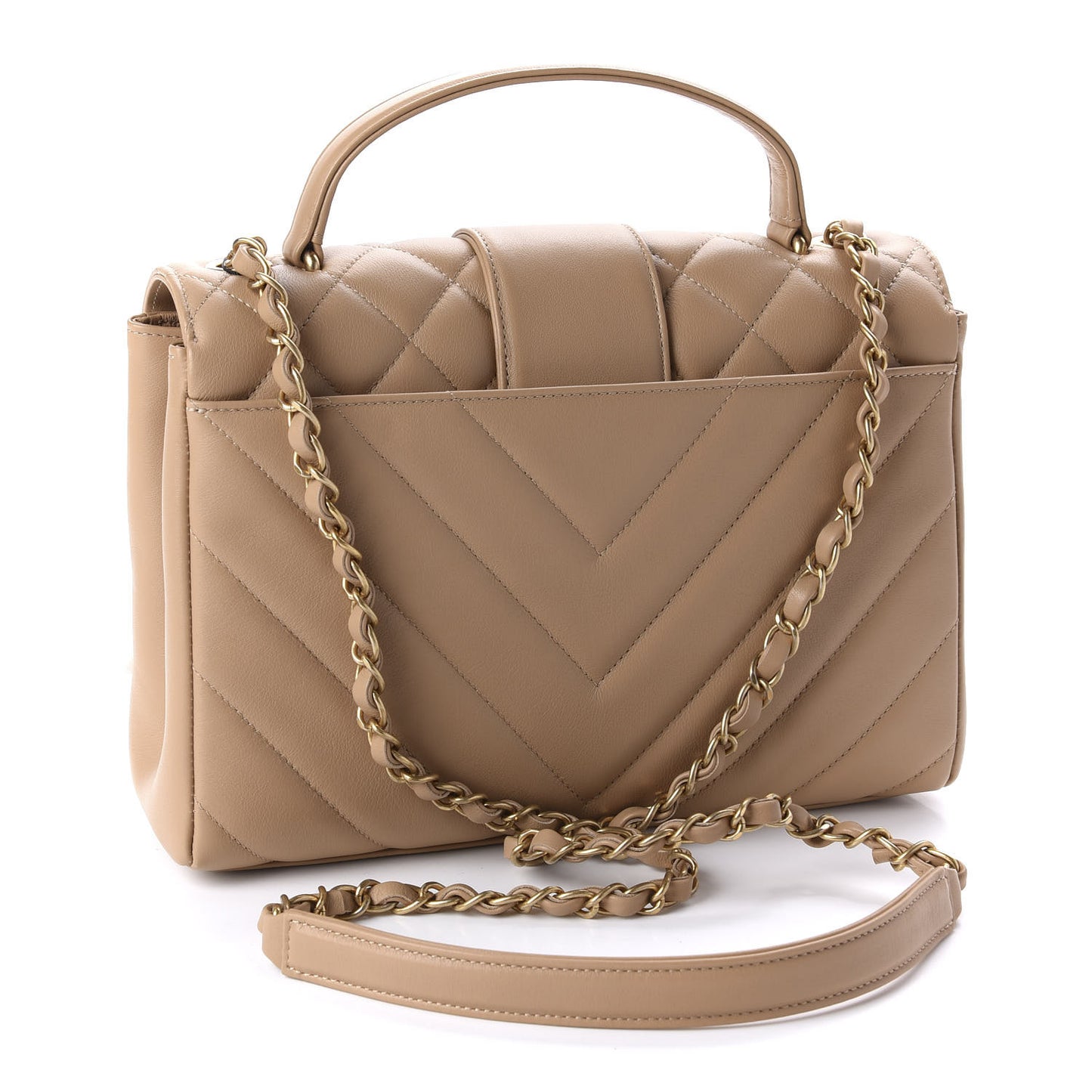 Calfskin Quilted Chevron In The City Bag Beige