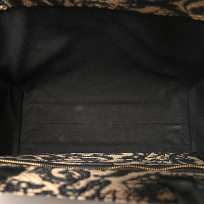 Versace Raffia Calfskin Jacquard Barocco Medium Athena Tote Black 6 of 10