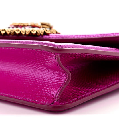 Dolce & Gabbana Glitter Metallic Lizard Small Devotion Top Handle Bag Fuchsia 9 of 10