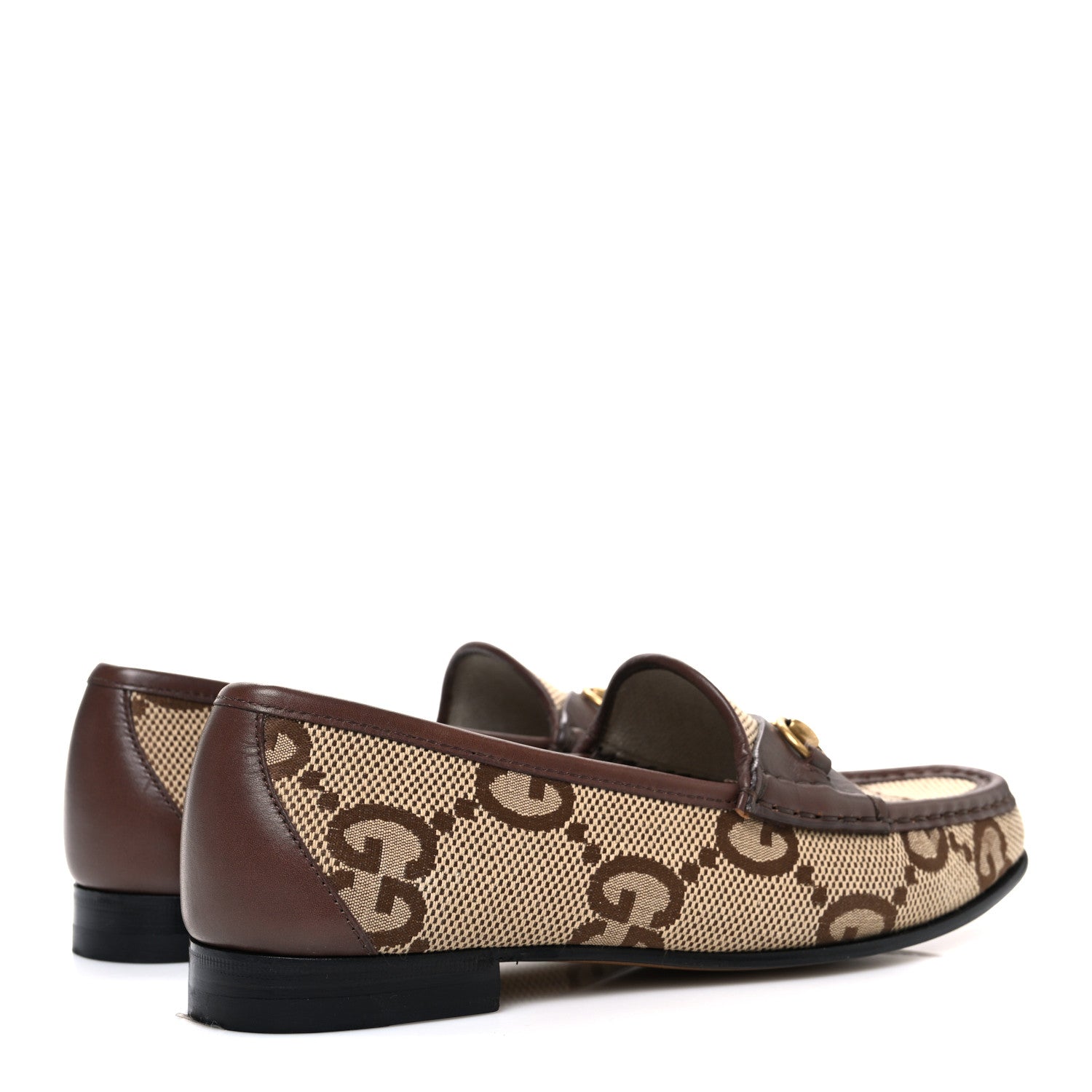Gucci Monogram Jumbo GG Malaga Kid Womens 1953 Horsebit Loafers 39 Beige Ebony New Acero 5 of 9