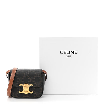 Celine Triomphe Canvas Calfskin Mini Triomphe Tan 11 of 11