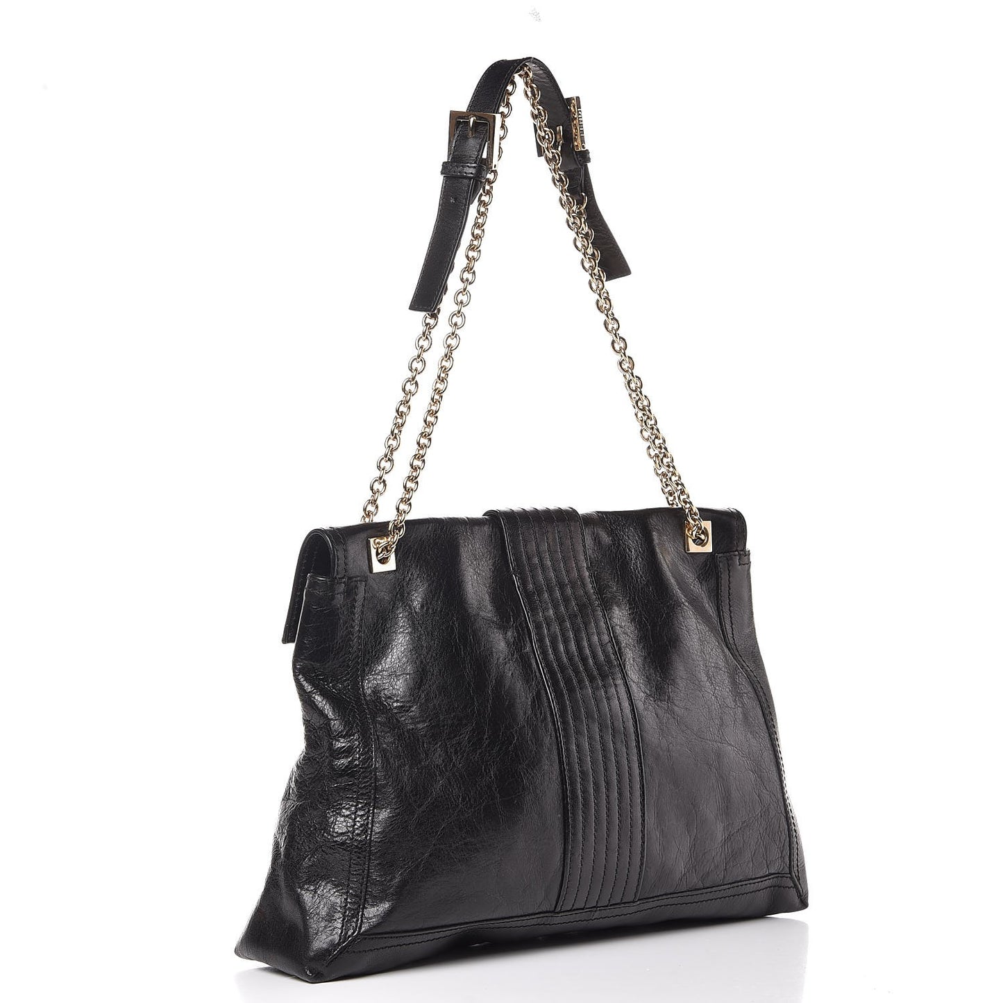 Vitello Acqua Maxi Baguette Shoulder Bag Black
