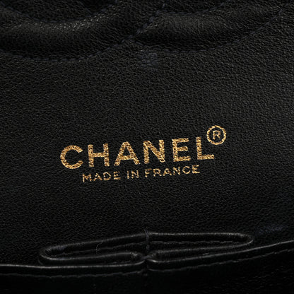Chanel Canvas Coco Printed Quilted Medium Double Flap Black White 6 of 13