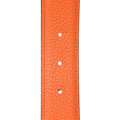 Hermes Box Togo 32mm Strie H Belt 120 Black Orange 4 of 6