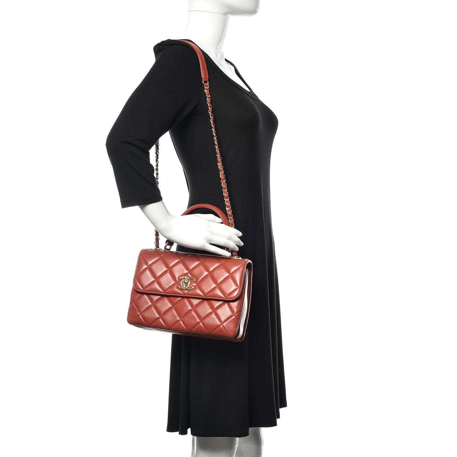Chanel Lambskin Quilted Small Trendy CC Flap Dual Handle Bag Red 2 of 13