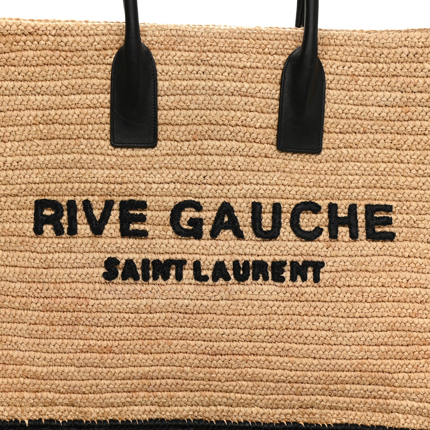 Raffia Calfskin Rive Gauche Tote Naturale Black