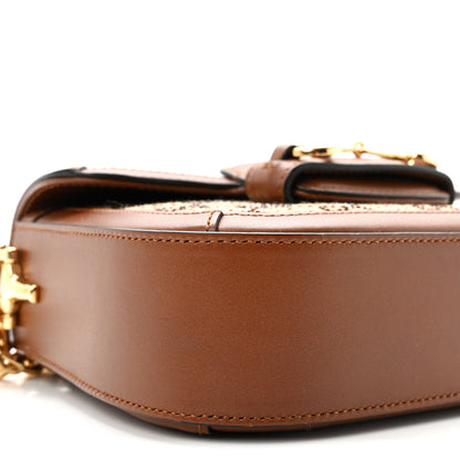Gucci New Canvas Charisma Calfskin Crystal GG Monogram Mini Horsebit 1955 Shoulder Bag Camel Ebony 9 of 11