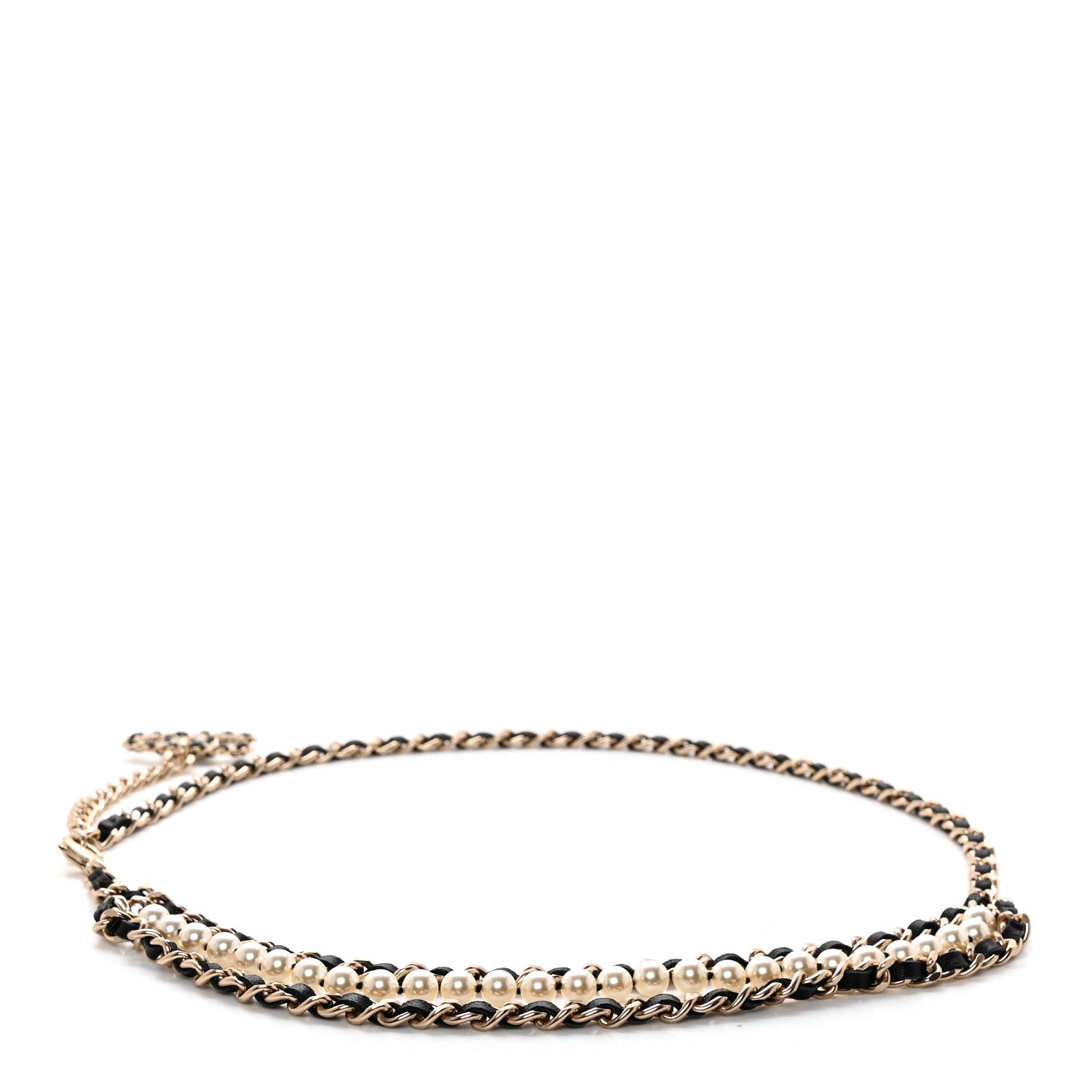 Chanel Lambskin Pearl Crystal Chain CC Fancy Belt 80 32 Black Gold 2 of 4