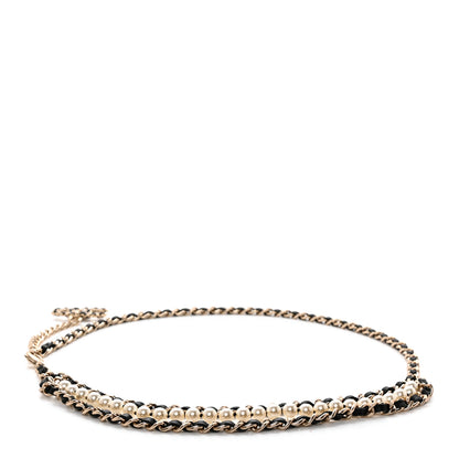 Chanel Lambskin Pearl Crystal Chain CC Fancy Belt 80 32 Black Gold 2 of 4