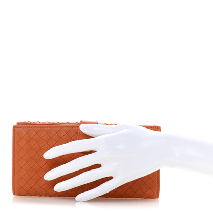 Bottega Veneta Nappa Intrecciato Continental Snap Wallet Tangerine 2 of 9
