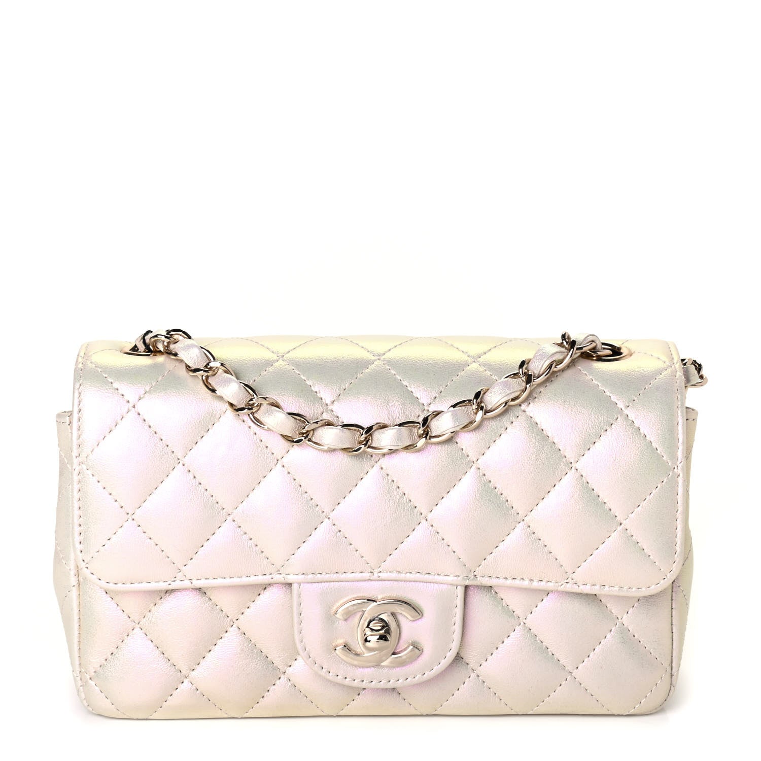 Chanel Iridescent Lambskin Quilted Mini Rectangular Flap Ivory 1 of 4