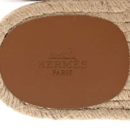Hermes Calfskin Antigua Espadrille Sandals 39 Naturel Safari 7 of 9