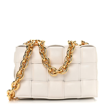 Bottega Veneta Lambskin Maxi Intreccio Padded Chain Cassette Crossbody Bag White 1 of 10