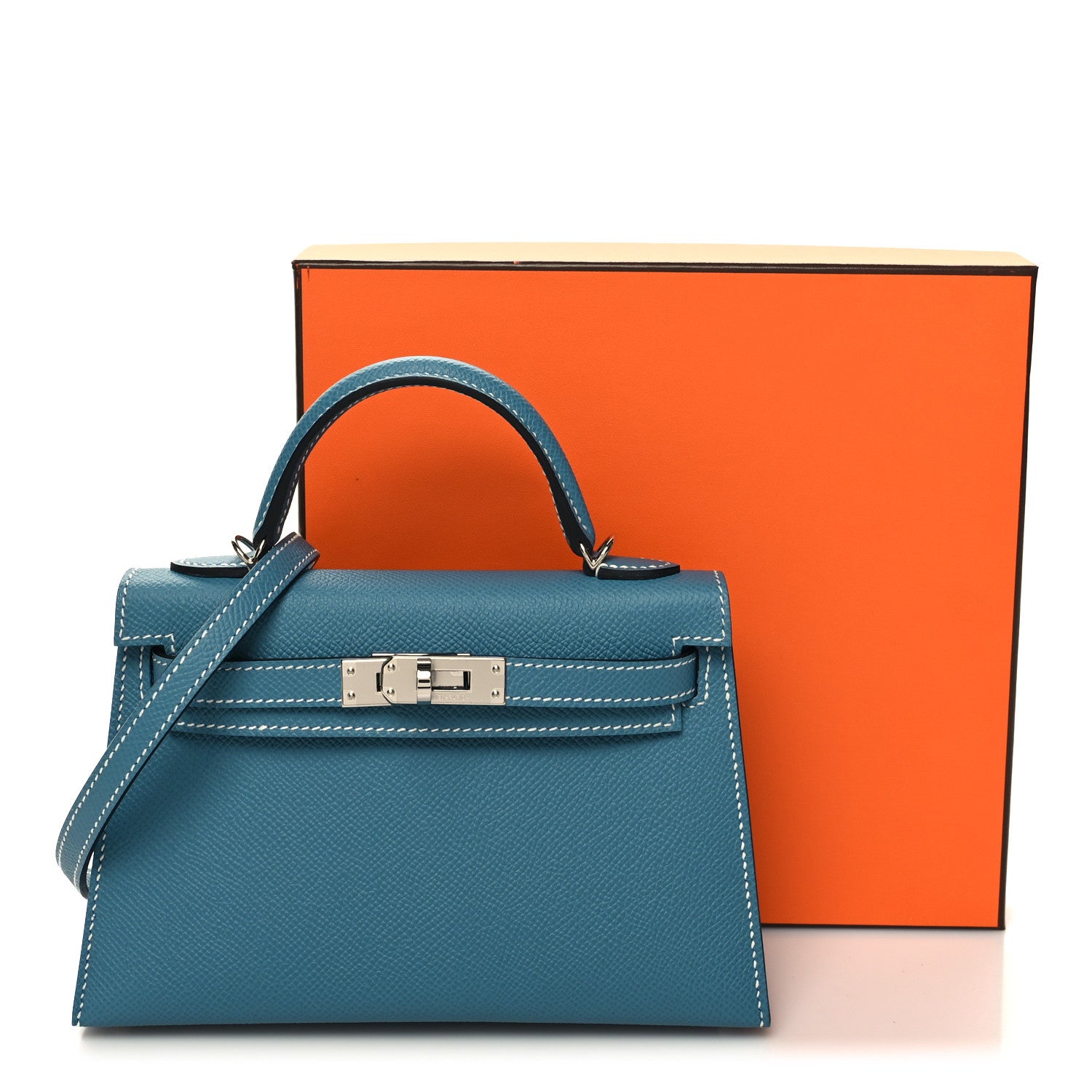 Hermes Epsom Mini Kelly Sellier 20 New Blue Jean 10 of 10