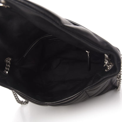 Saint Laurent Lambskin Quilted Medium Loulou Puffer Monogram Chain Satchel Black 5 of 10