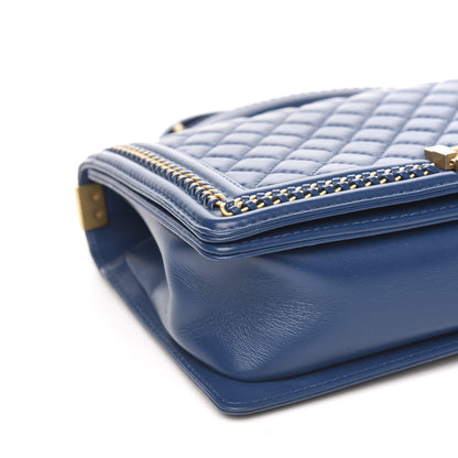 Chanel Calfskin Quilted New Medium Boy Top Handle Flap Blue 7 of 9
