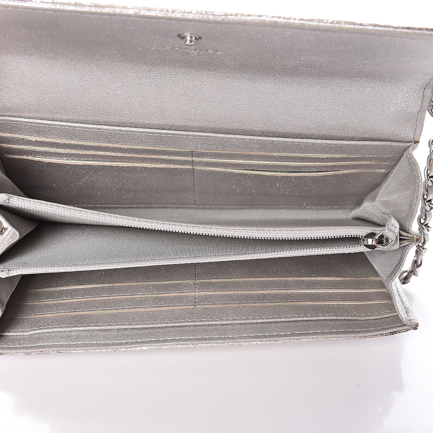 Chanel Iridescent Lizard Wallet With Removable Chain Silver 5 of 10