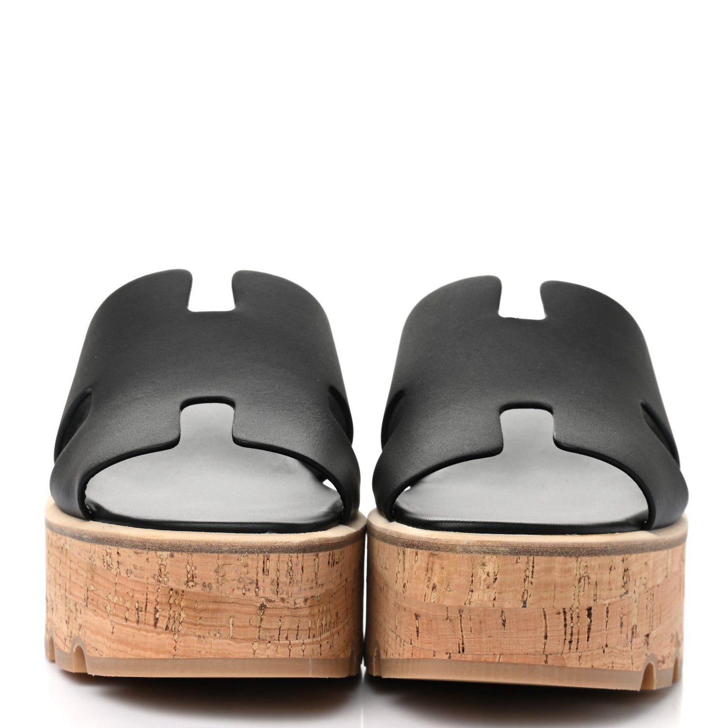 Hermes Calfskin Cork Eze 30 Sandals 39 Black 2 of 9