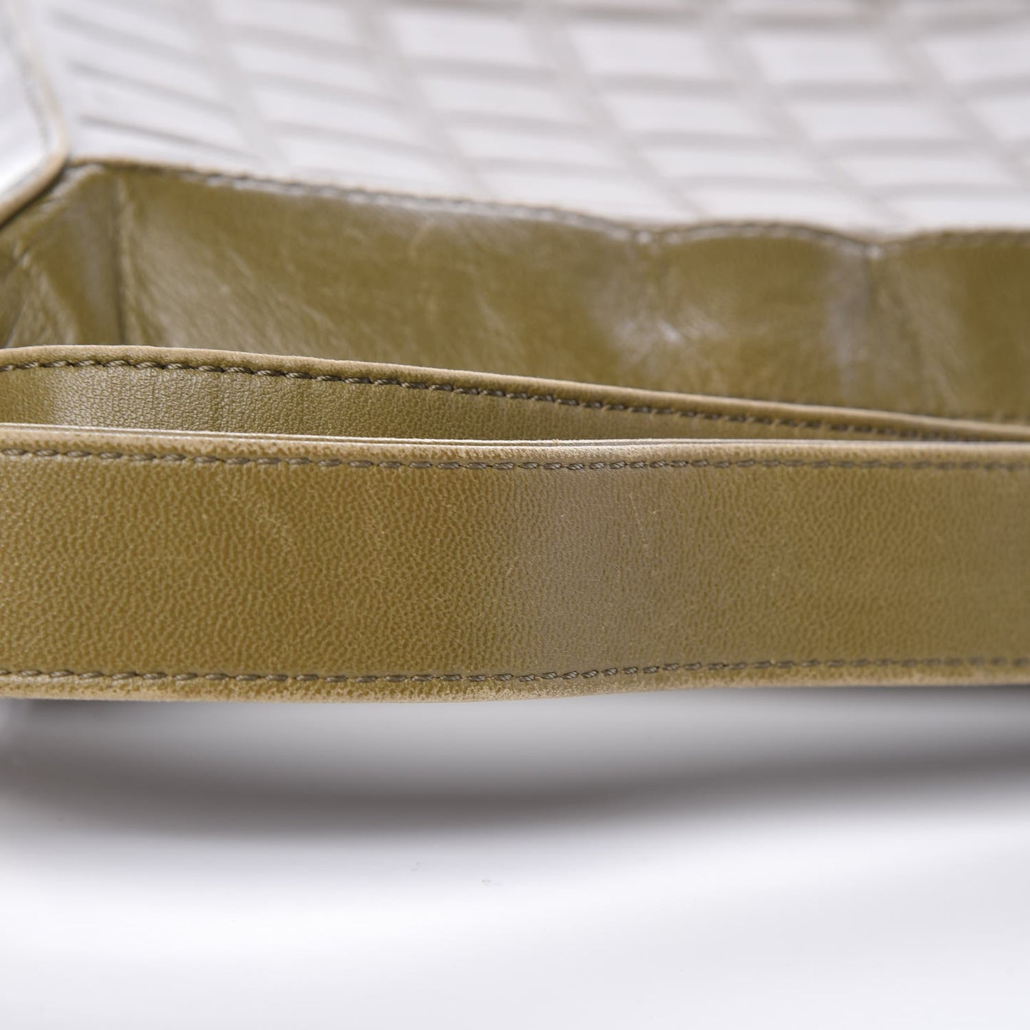 Lambskin Chocolate Bar Quilted Small Shoulder Bag Khaki
