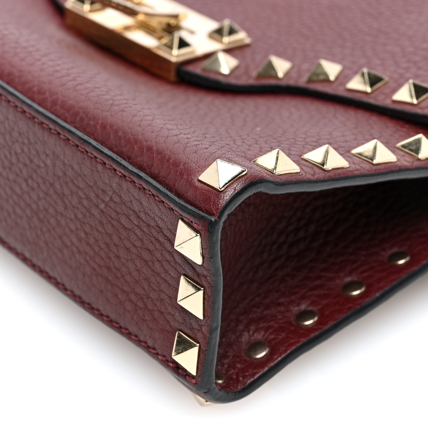 Valentino Garavani Pebbled Calfskin Medium Rockstud Flip Lock Crossbody Bag Rubin 9 of 9