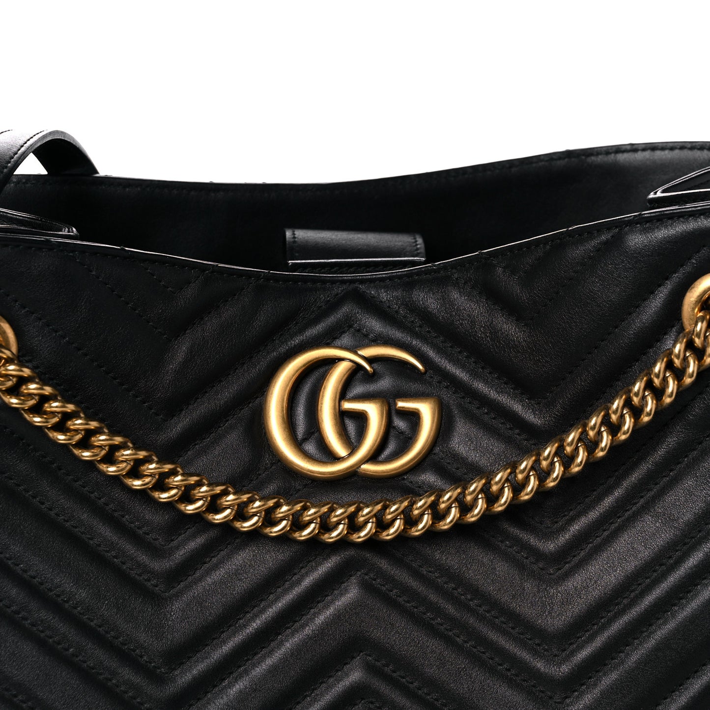 Calfskin Matelasse Medium GG Marmont Shoulder Tote Bag Black