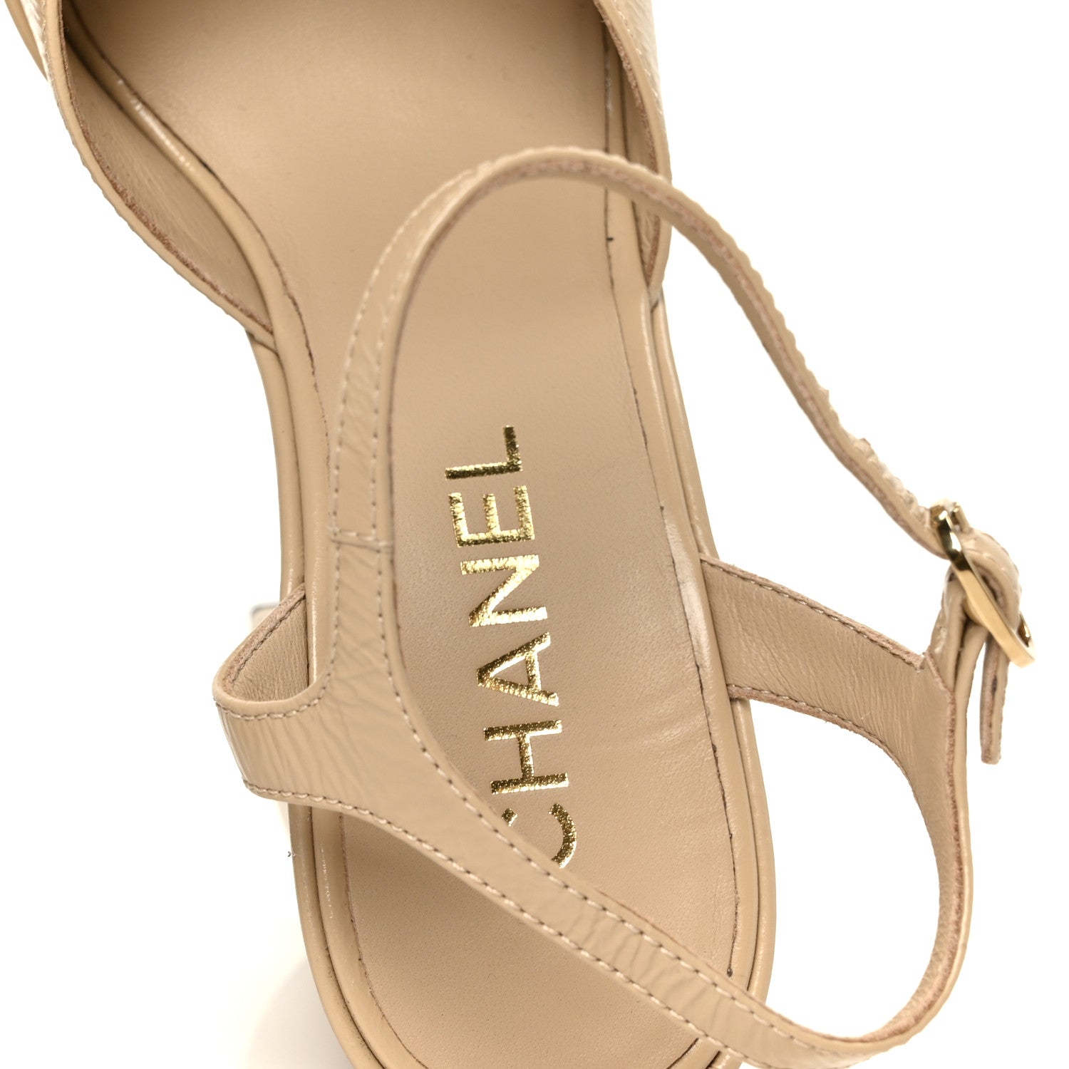Chanel Calfskin CC Platform Sandals 36.5 Beige 7 of 9